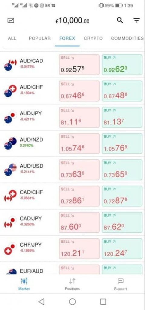 Aplicativo móvel BDSwiss